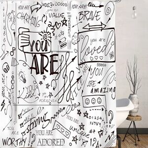 Charming Inspirational Shower Curtain - Black and White
